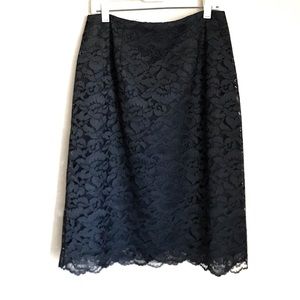 Apostrophe black pencil skirt with lace overlay